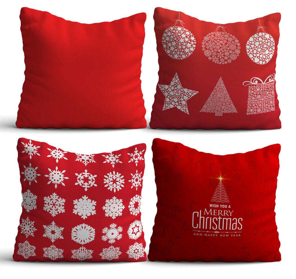 Aberto Design NYXMAS07 Set od 4 ukrasna jastuka, 43 x 43 cm, crvena