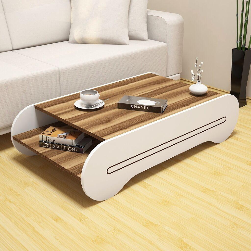 Hanah Home Cool Klub sto, 120x30x63.6, Orah-bijeli
