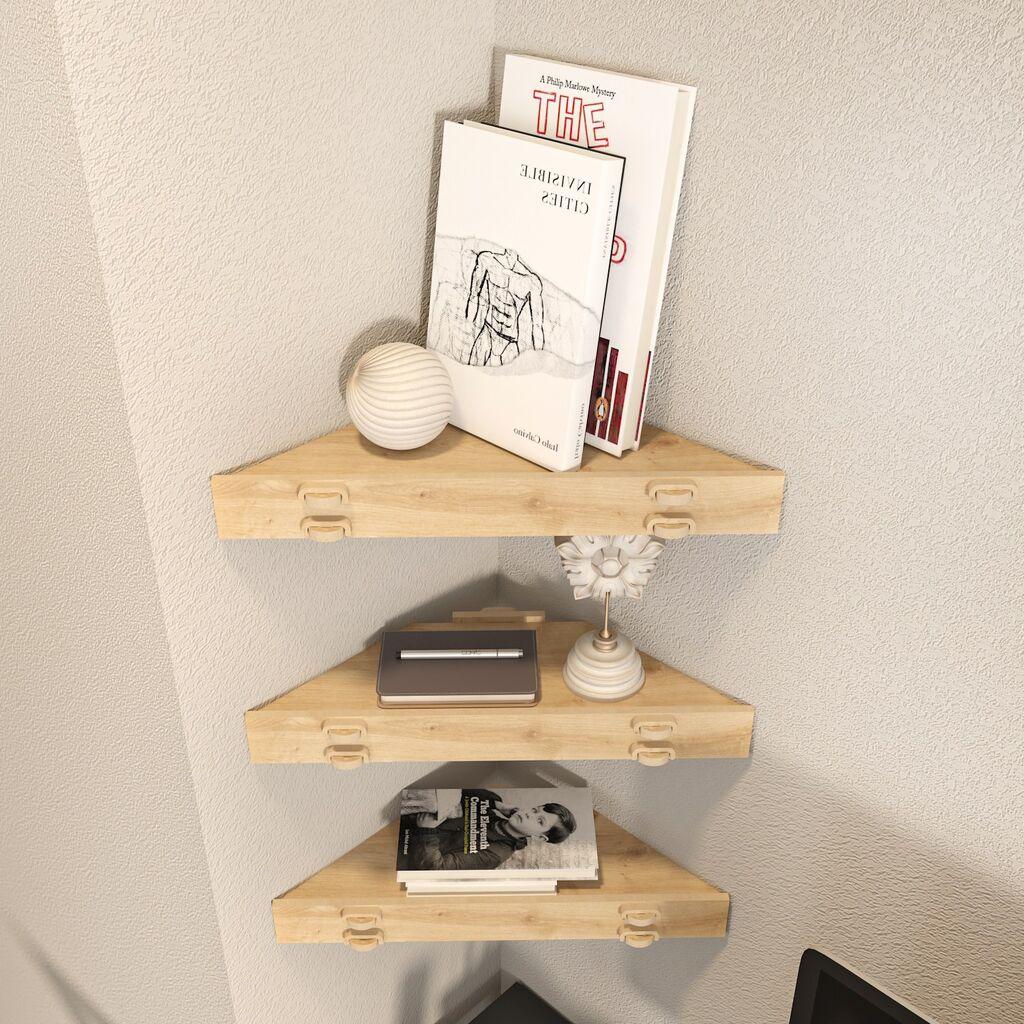 Hanah Home Edis Oak Zidna polica, 3 komada, Bež