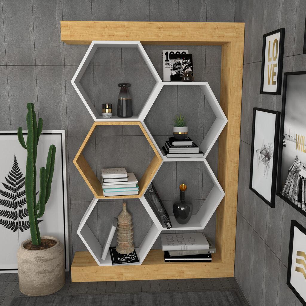 Hanah Home Polica 90x140x24,6cm Hrast-Bijela