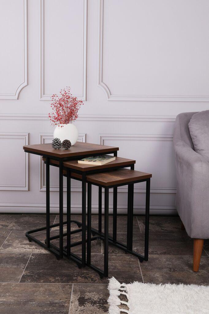 Hanah Home Set klub stolova, 3 komada Ce Metal Zigon Orah