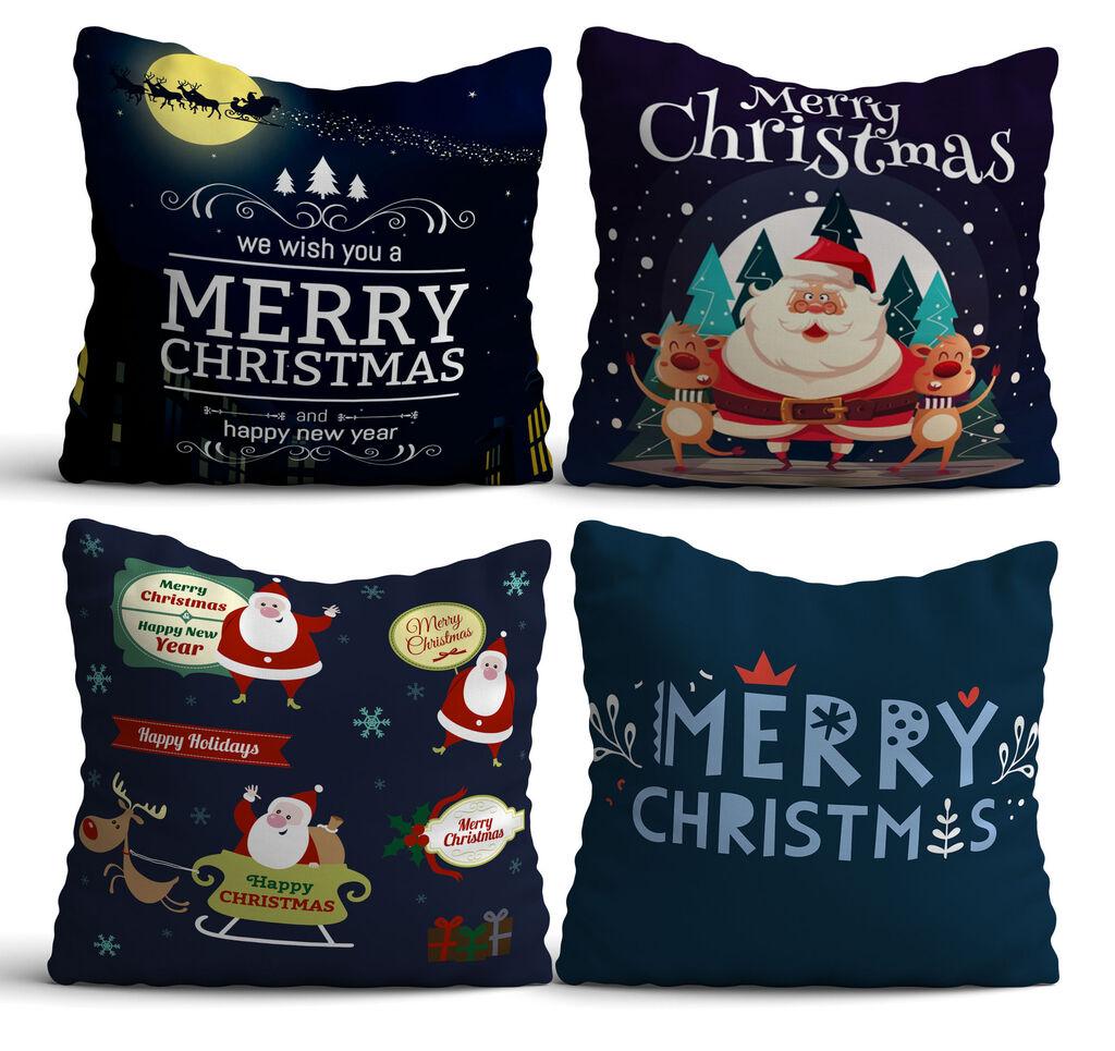 Aberto Design NYXMAS02 Set od 4 ukrasna jastuka, 43 x 43 cm, Teget