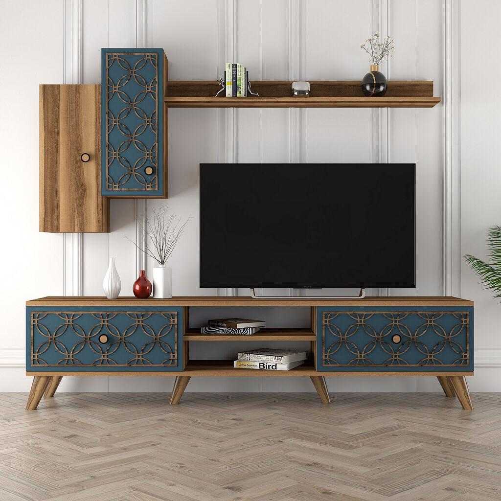 Hanah Home TV polica klase S, smeđe-plava