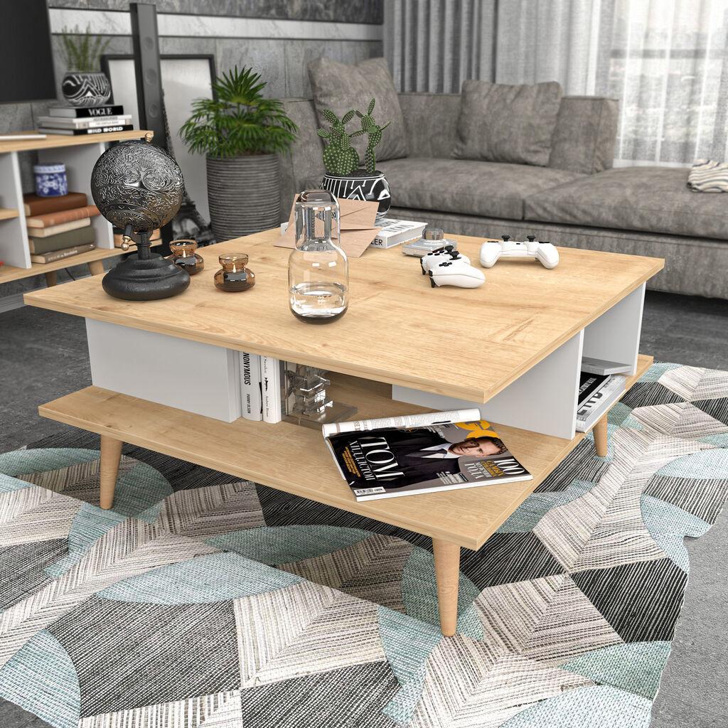 Hanah Home Akya Sto za dnevnu sobu, 89x44x89cm, Krem-bijeli