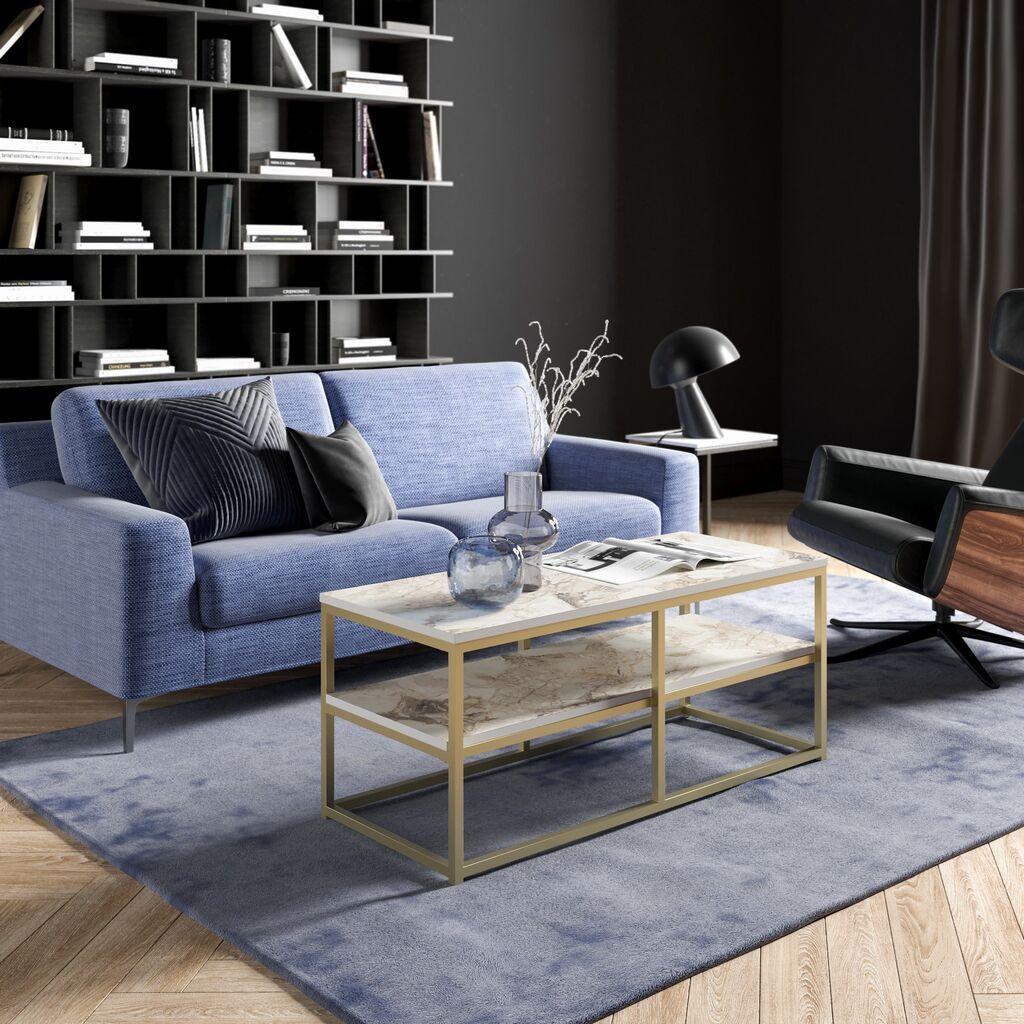 Hanah Home Klub sto Forteaus 110x47x52cm Zlatno-Bijeli