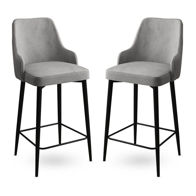 Hanah Home Set 2 barske stolice Sivo-Crni