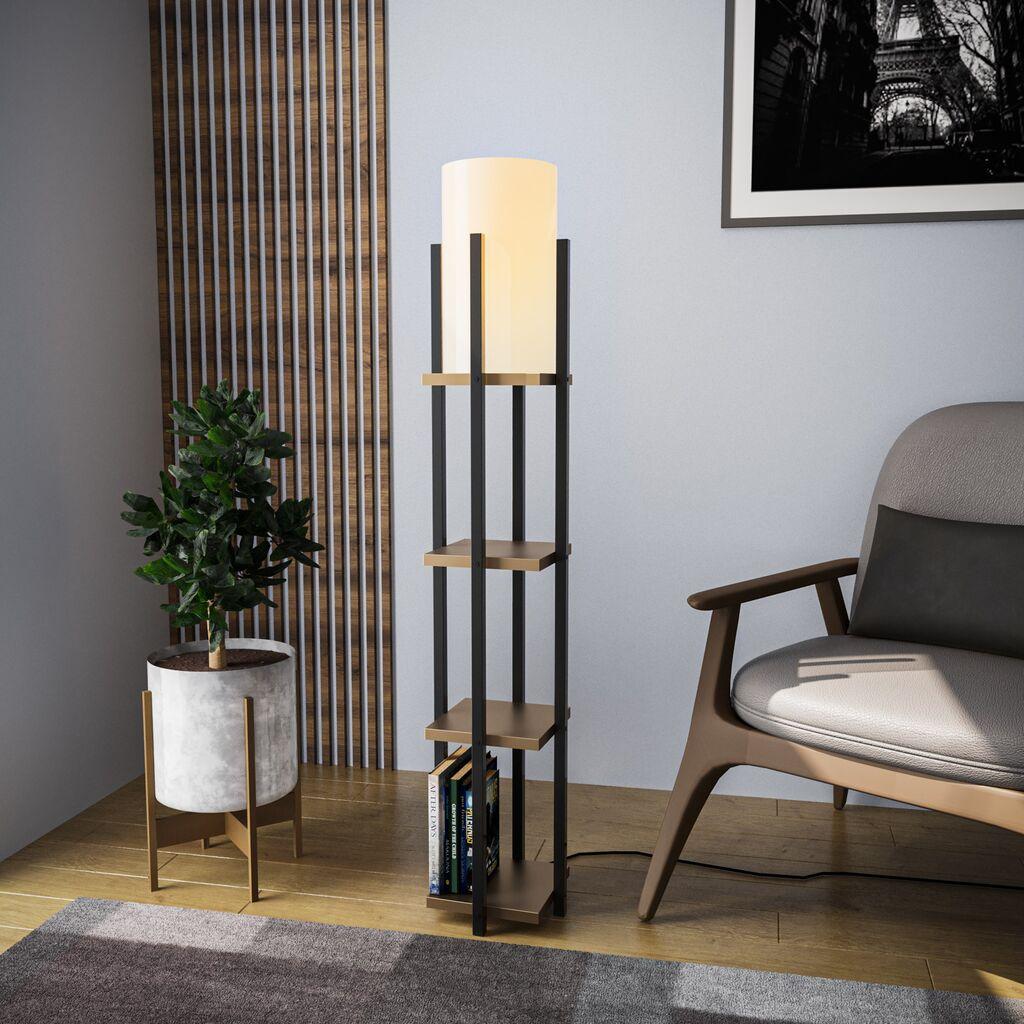Opviq Shelf Lamp 8115 Podna lampa, Braon-Bijela
