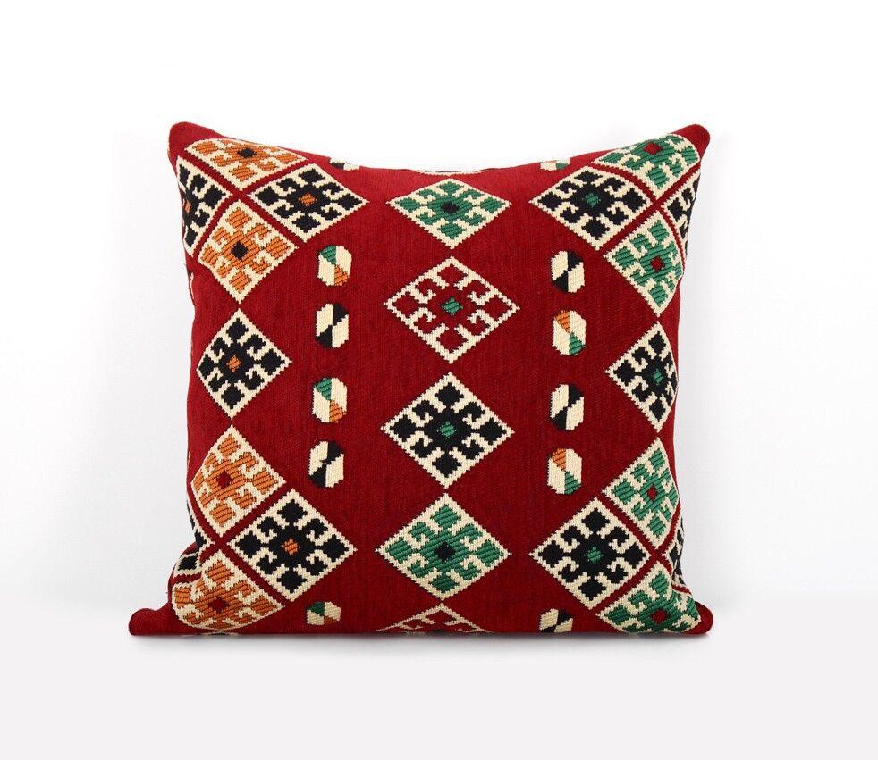 Aberto Design Esmeli v3 Crveni ukrasni jastuk, 50 x 50 cm, Šareni