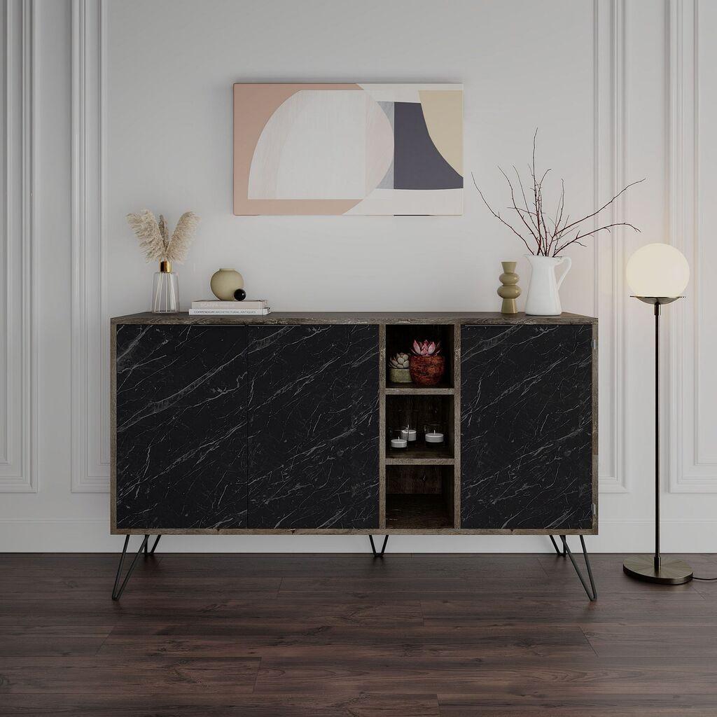 Hanah Home komoda Clara 142x83x35.6cm tamnosmeđa-antracit boja