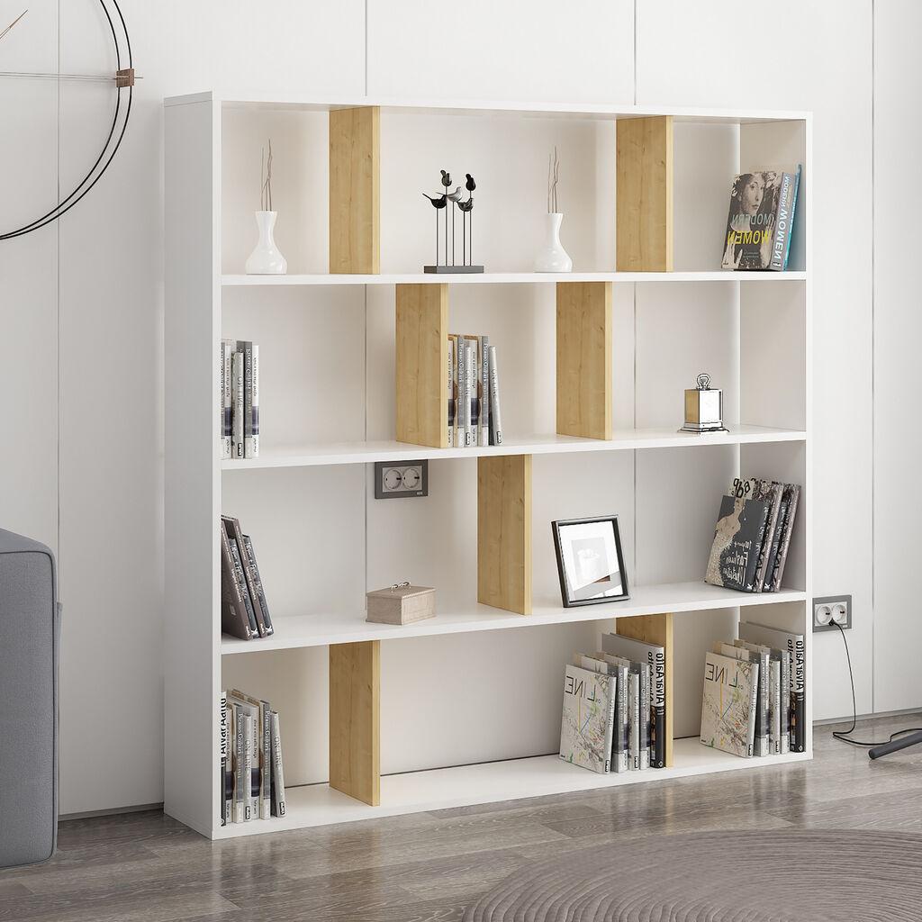 Hanah Home Hodbi White Oak Polica za knjige 145.2x25x145cm, Bijelo bež
