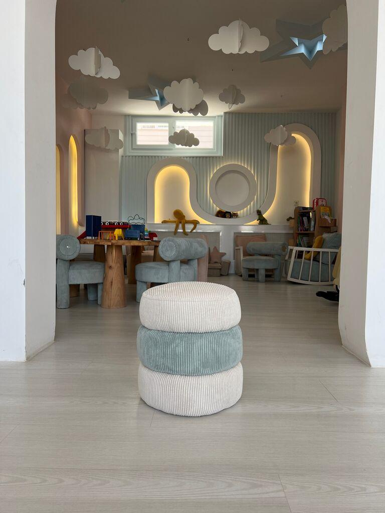 Atelier del Sofa Taburei 32x36cm, Plavo-bijela