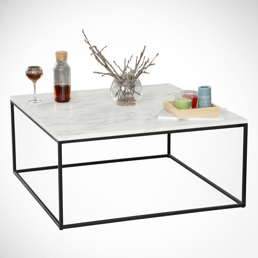 Hanah Home Poly Marmo Sto za dnevnu sobu, Bijelo-Crna
