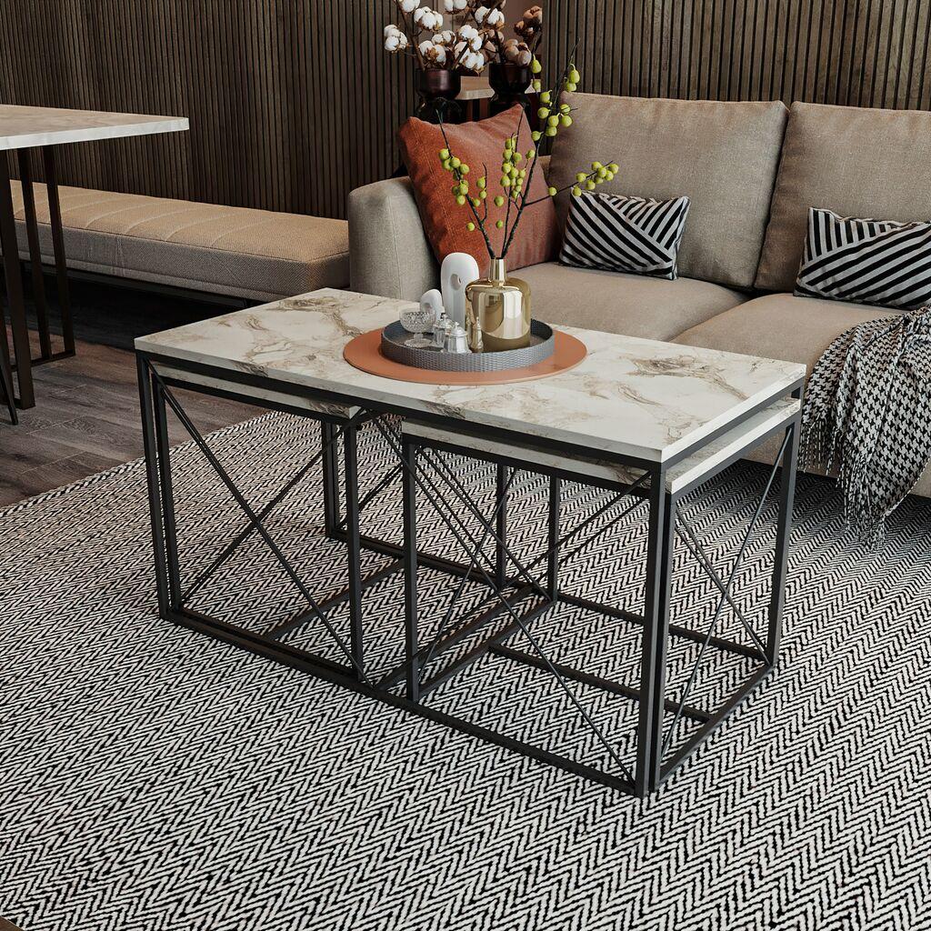 Hanah Home Defne set klub stolova, 3 dijela, svijetlo siva
