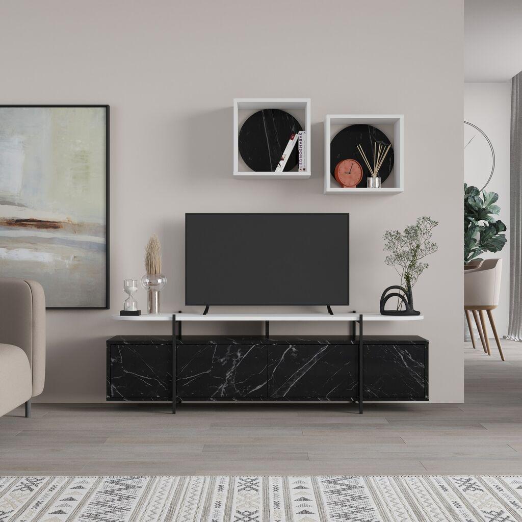Hanah Home Hanley Bendir TV polica, bijelo-crna