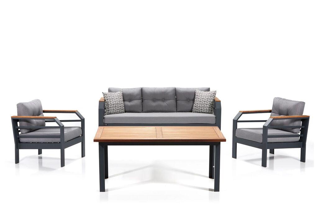 Hanah Home vrtni namještaj 67x197x77cm sivo-crni
