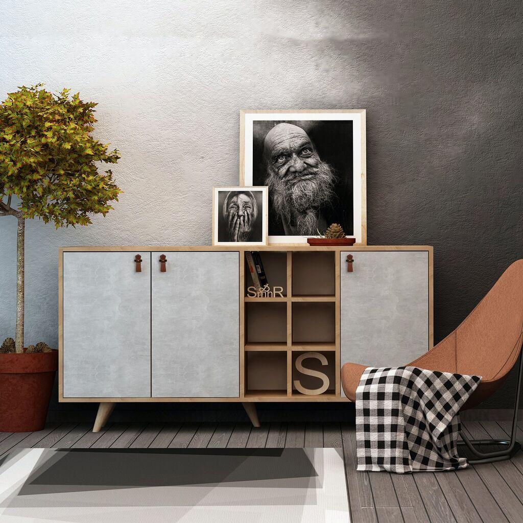 Hanah Home Komoda Prilika 140x89x40cm Hrast-Bijela