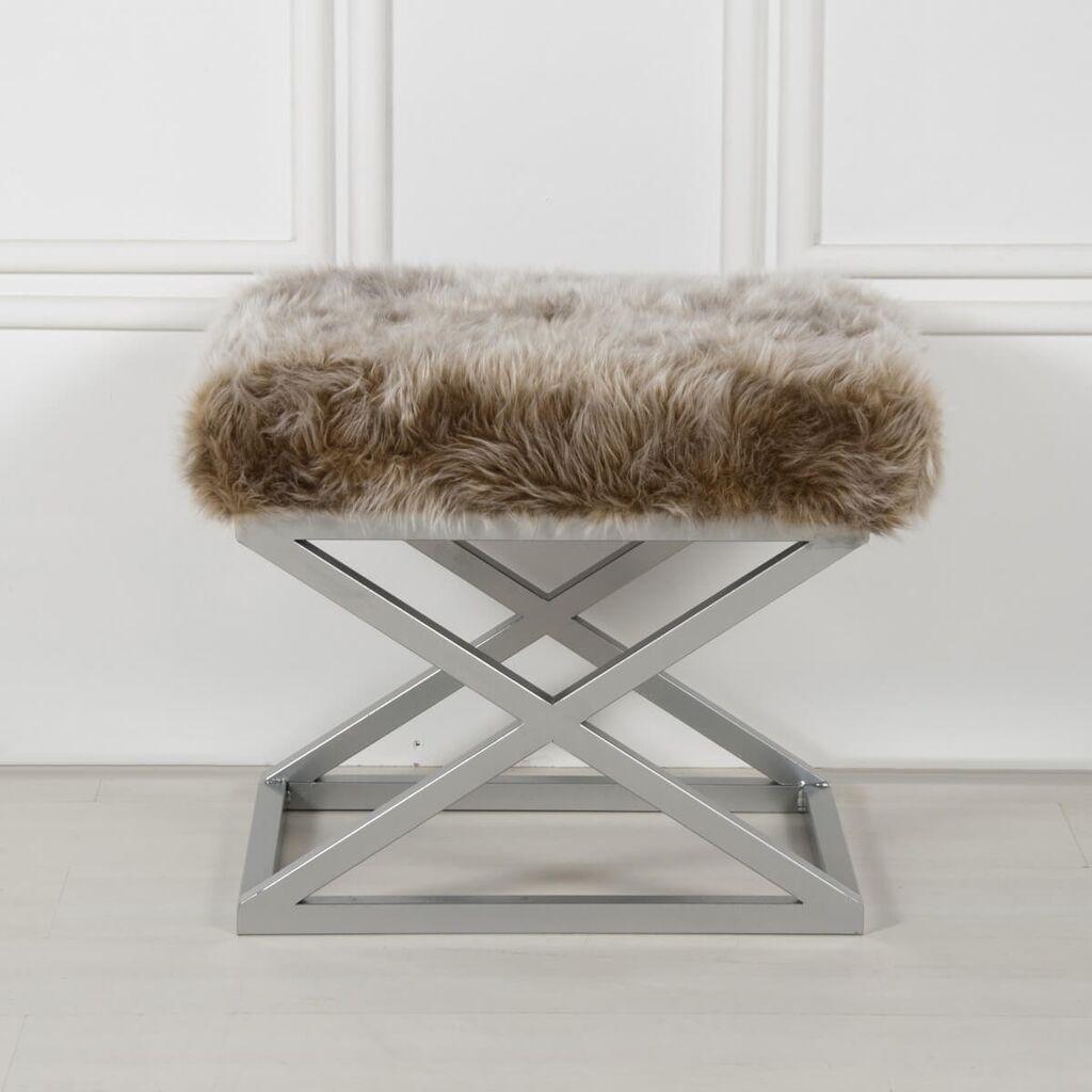 Atelier del Sofa Taburei 50x42x40cm, Srebrno-smeđa