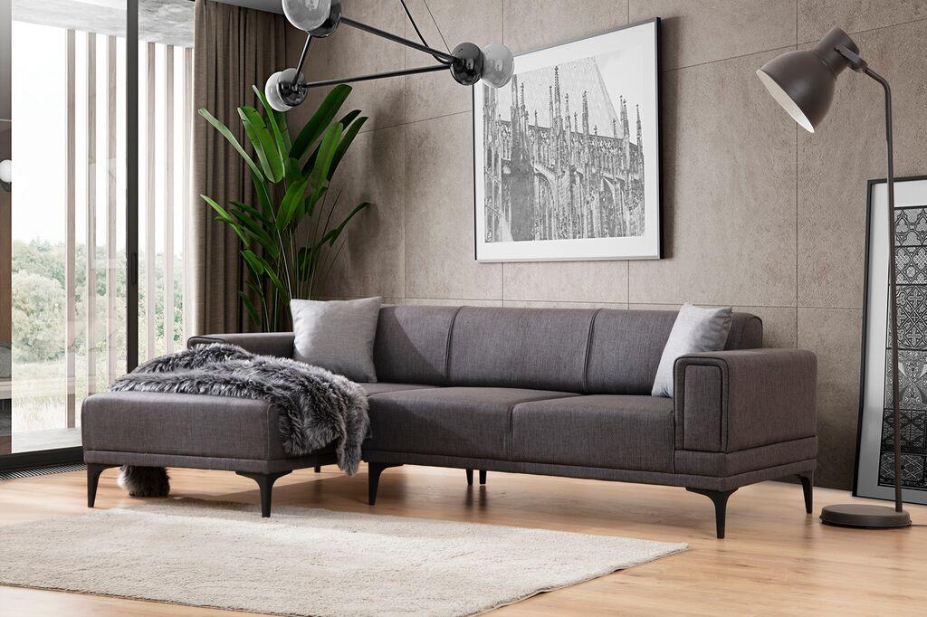 Atelier del Sofa Kutna sofa Horizon 85x43x207cm Tamno siva