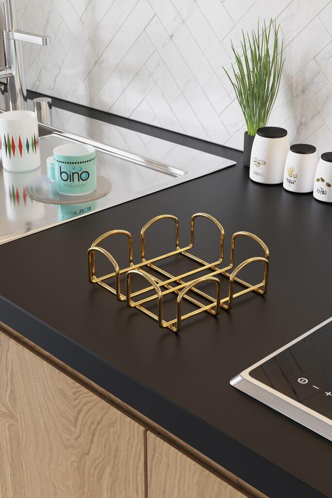 Aberto Design Držač za salvete Kare Pecetelik, Metal, 7 x 20 x 20 cm, Zlatna boja
