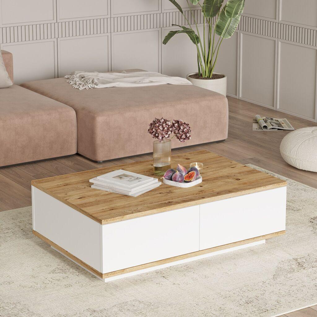Hanah Home FR14 AW Klub sto, 90x28.6x60cm, Krem-bijeli