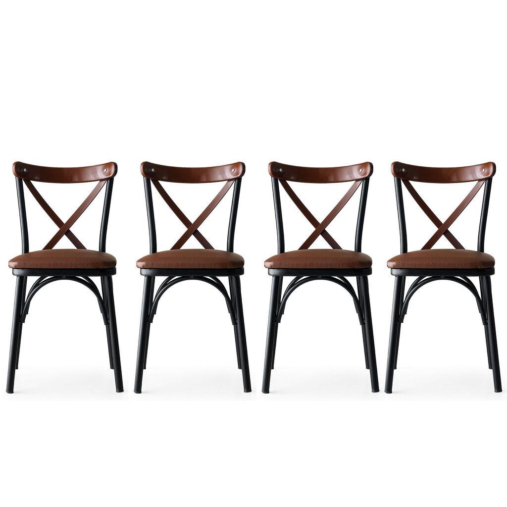 Hanah Home Ekol 1332 Set stolica, 4 dijela, crno-smeđa