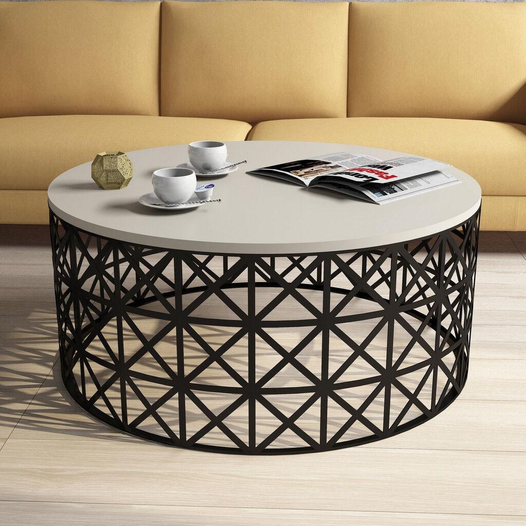 Hanah Home Klub sto Selin Metal Ferforje Krem-Crni