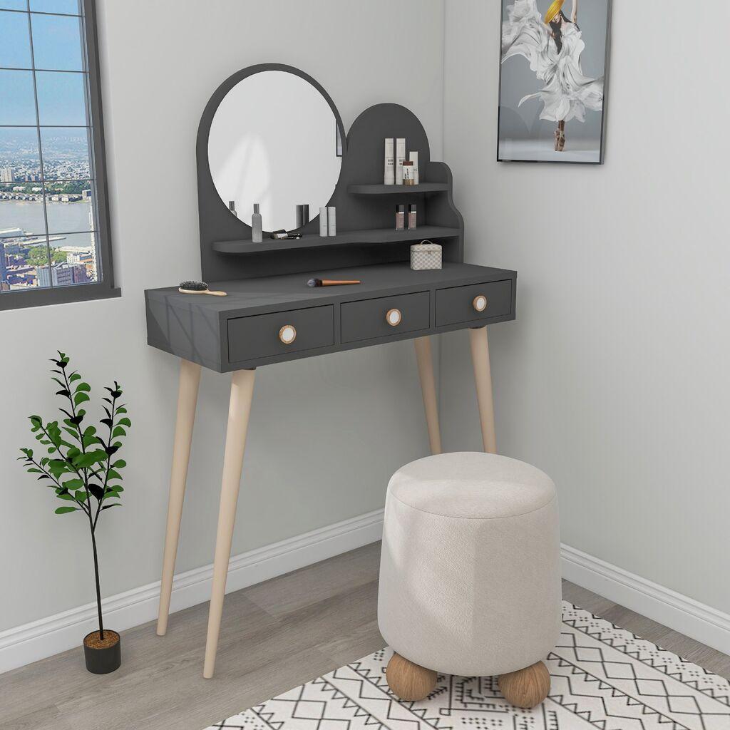 Hanah Home Stol za šminkanje 74x130.8x35cm Antracit