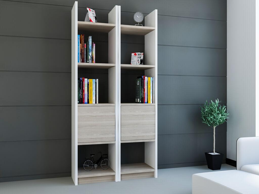 Hanah Home Polica 66,2x150x29,5cm Bijelo-Krem