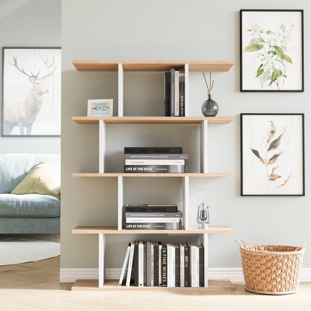 Hanah Home Harmon White Oak Polica za knjige 90x25x127.4cm, Bež bijela