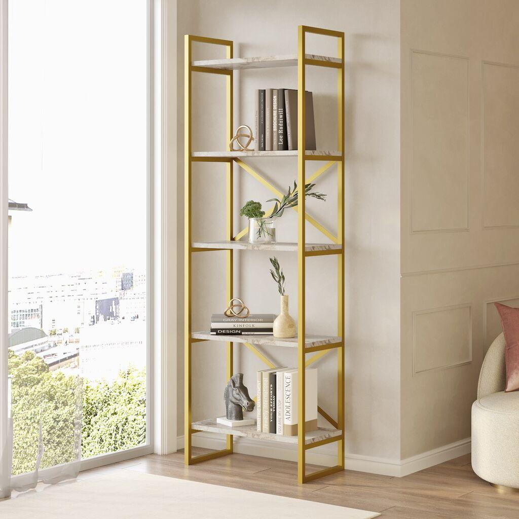 Hanah Home Polica 58x175x30cm Mermer-Zlatna