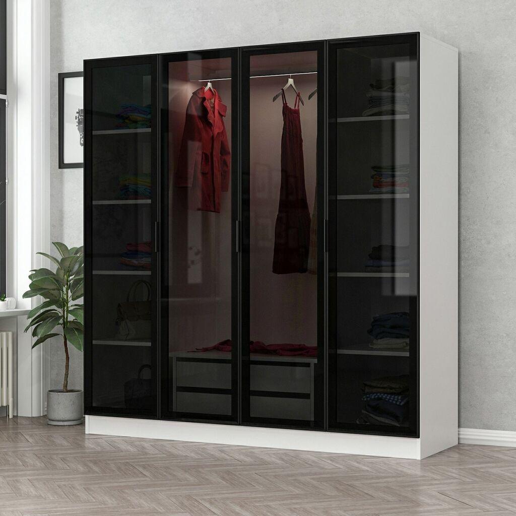 Hanah home Ormar Kale 180x190x52cm Bijelo-crni