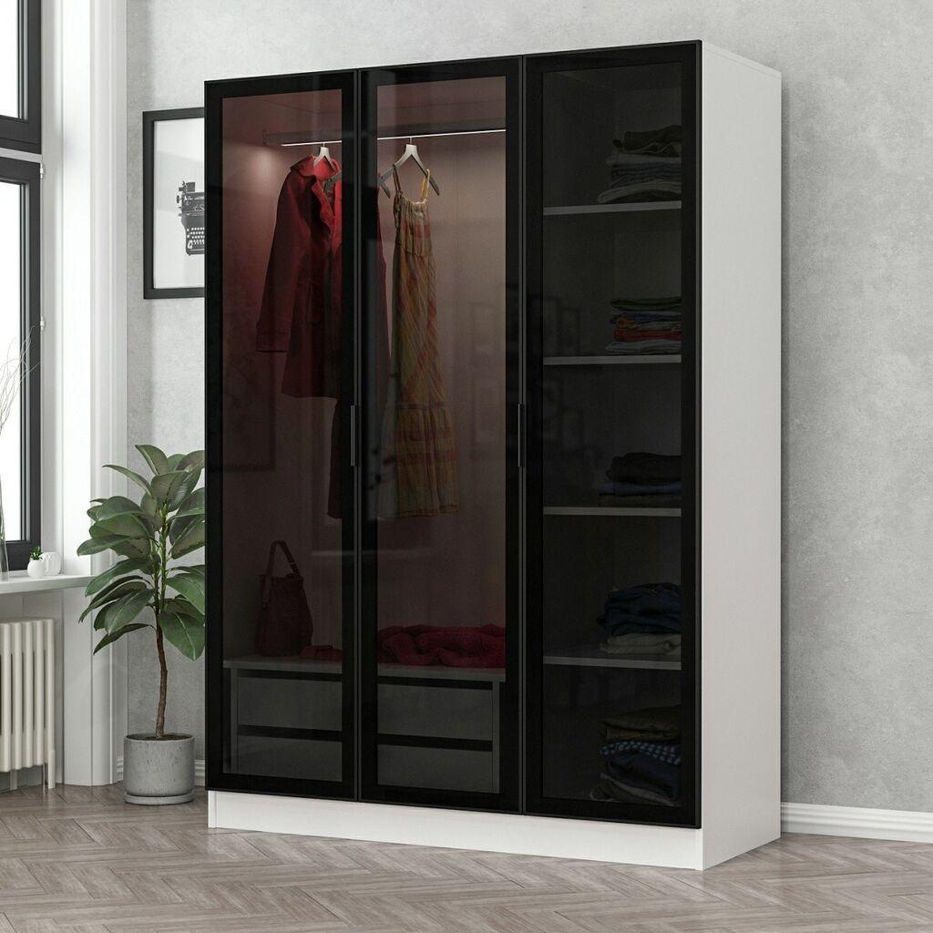Hanah home Ormar Kale 135x210x52cm Bijelo-crni