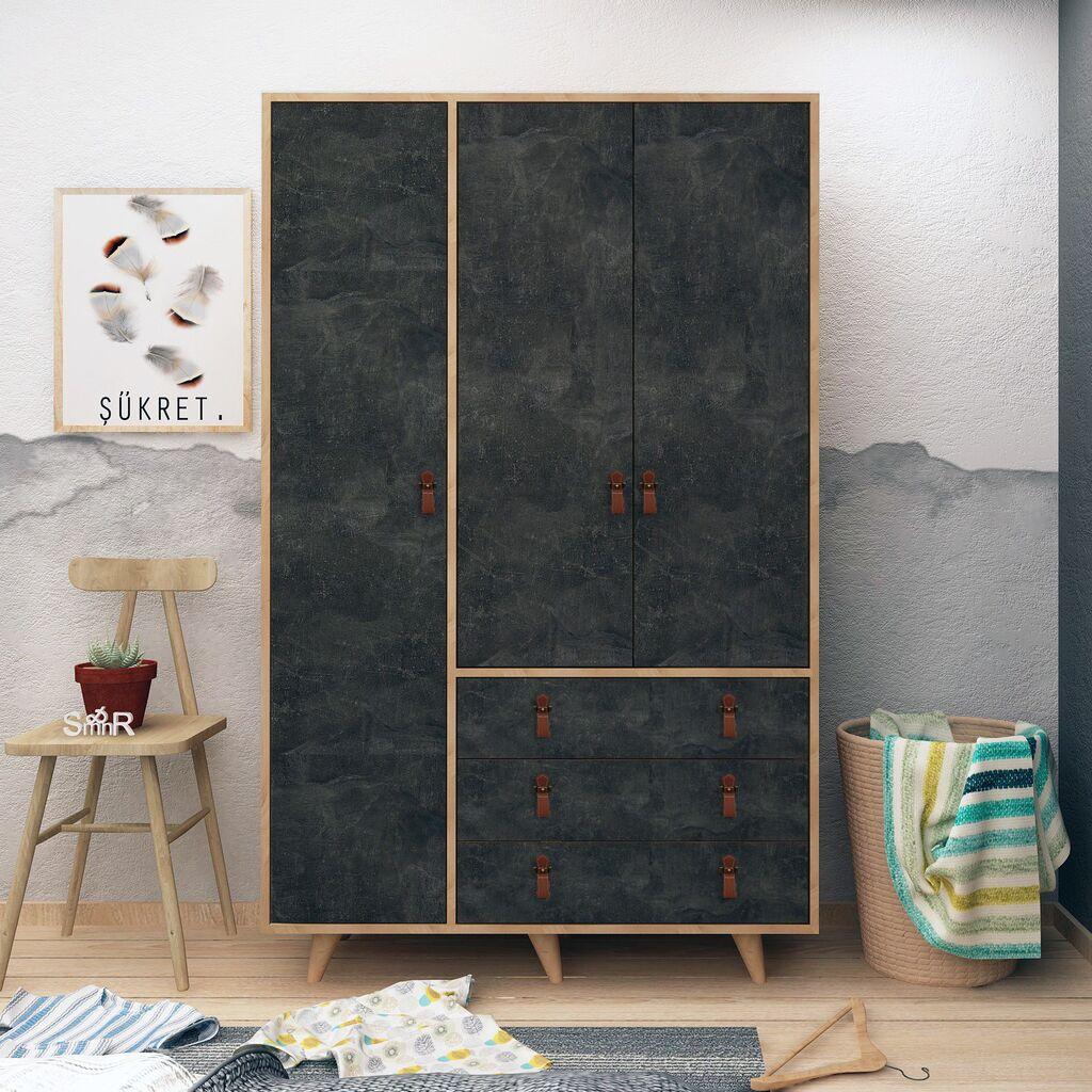 Hanah home Ormar Debeli 120x187x52cm Hrast-Tamnosiva