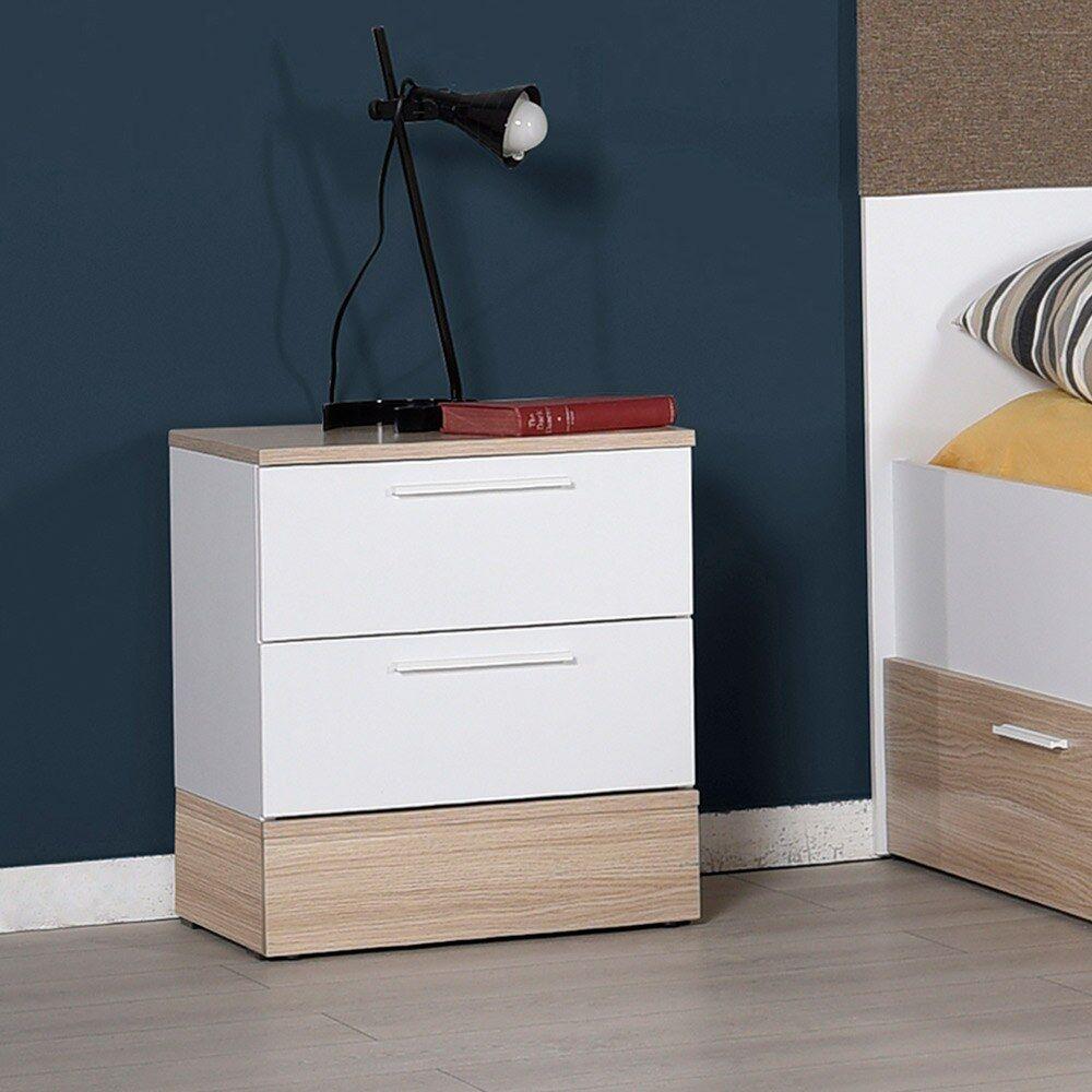 Hanah Home Noćni ormarić 45x52x40cm Hrast-bijela