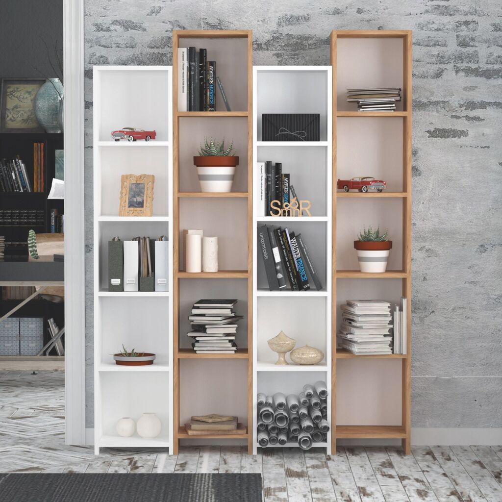 Hanah Home Polica 33,6x180x25cm Hrast-Bijela