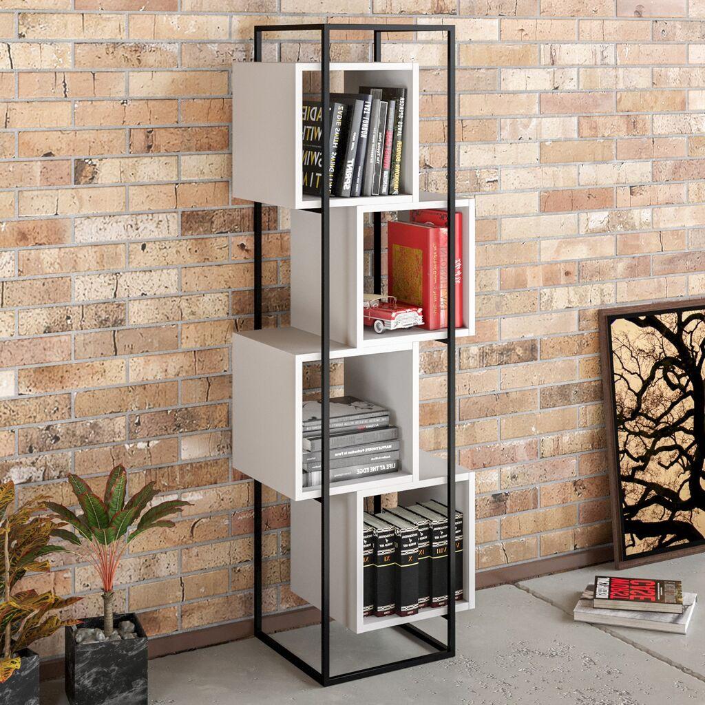 Hanah Home Prada Black White Polica za knjige 52x160x38cm, Bijela