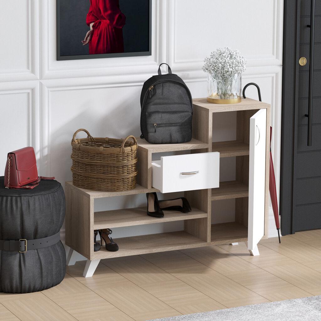 Hanah Home Retro Sonoma (746JUG3985) Stalak za cipele, smeđe-bijela
