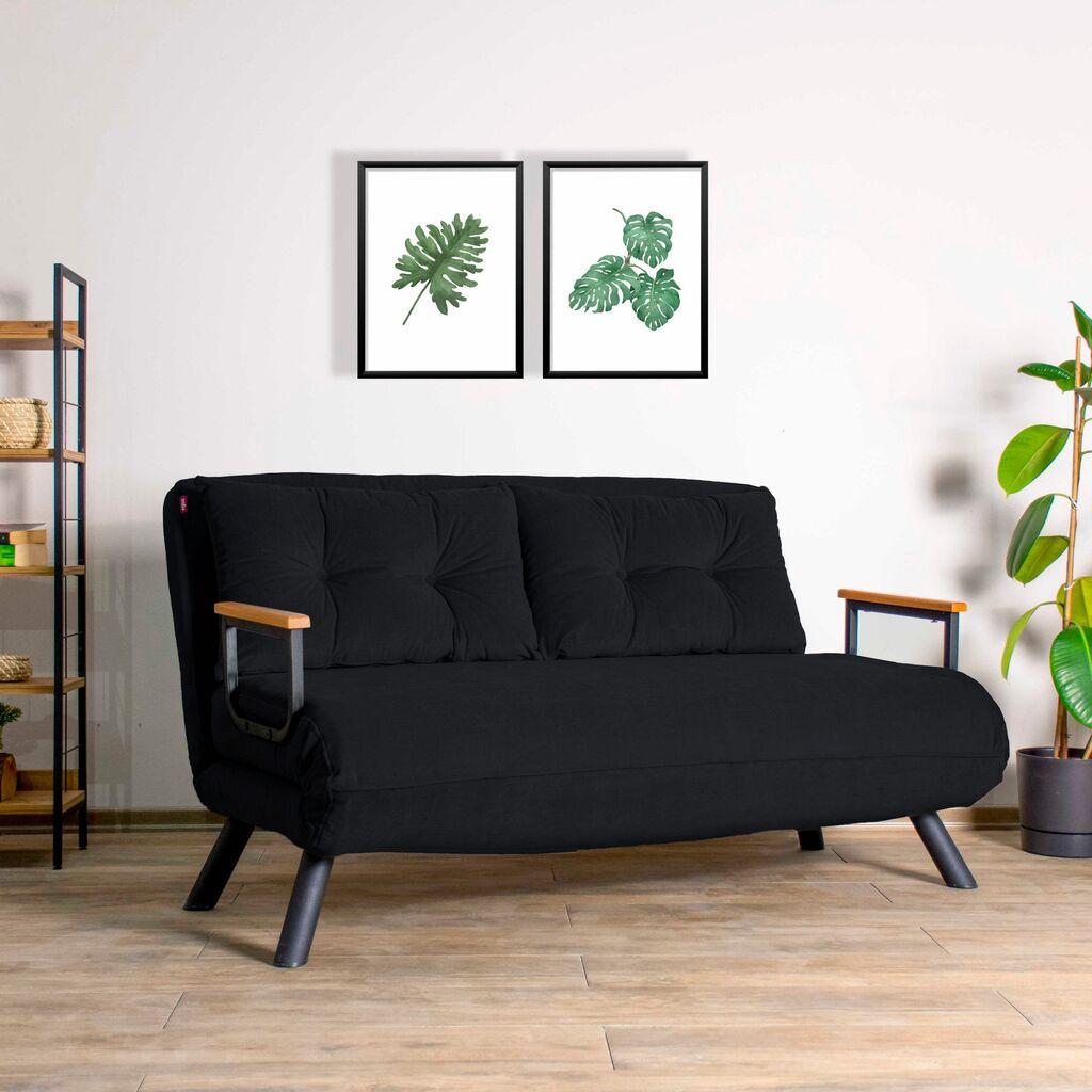 Atelier del Sofa Sando 2, dvosjed na razvlačenje, crna