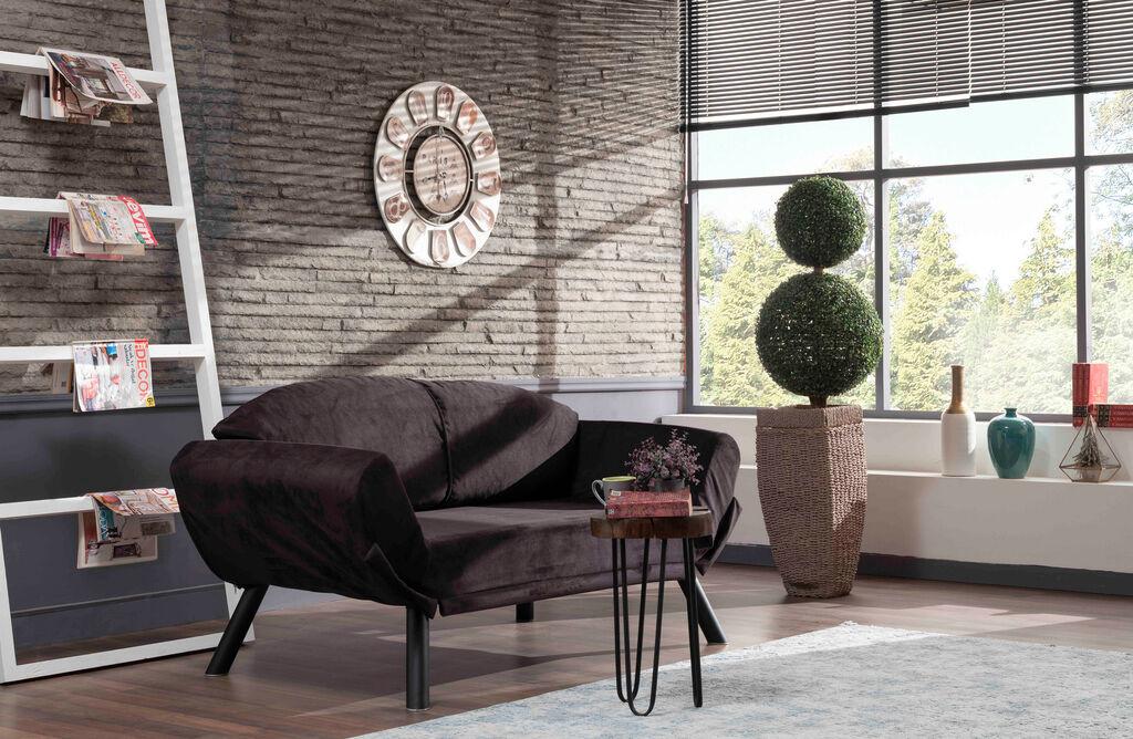 Atelier del Sofa Dvosjed na razvlačenje Genzo 177x87x75cm Crna