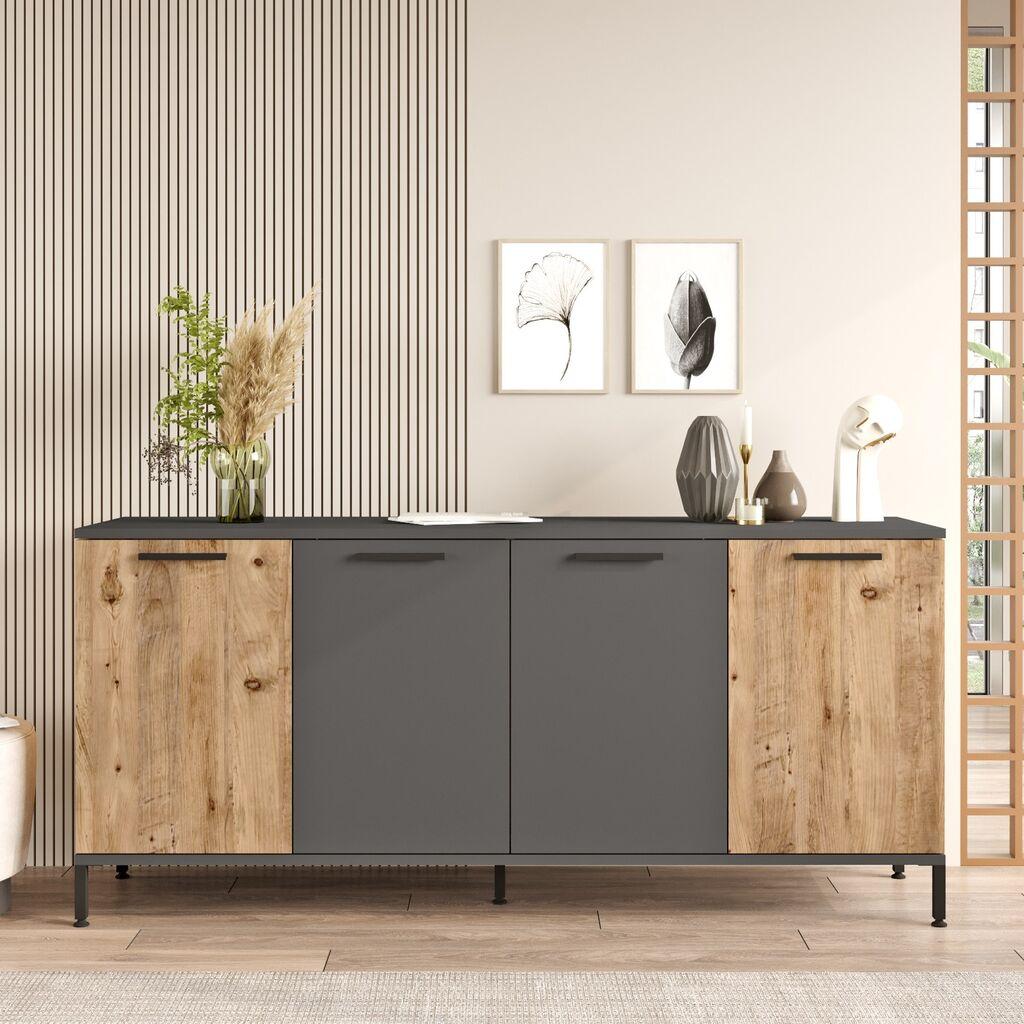 Hanah Home Komoda s ladicama 160x71.8x40cm Bež-Antracit