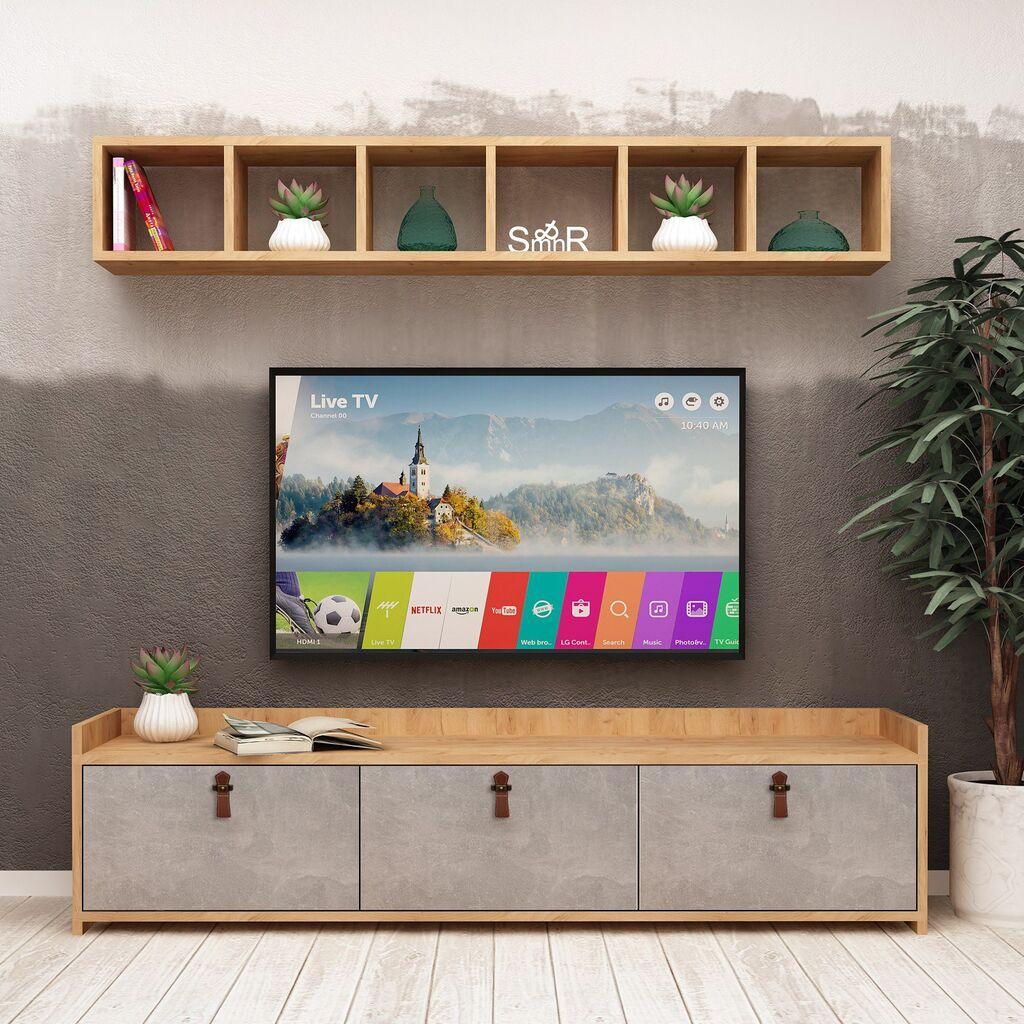 Hanah home TV Komoda s ladicama Roletna hrast-bijela