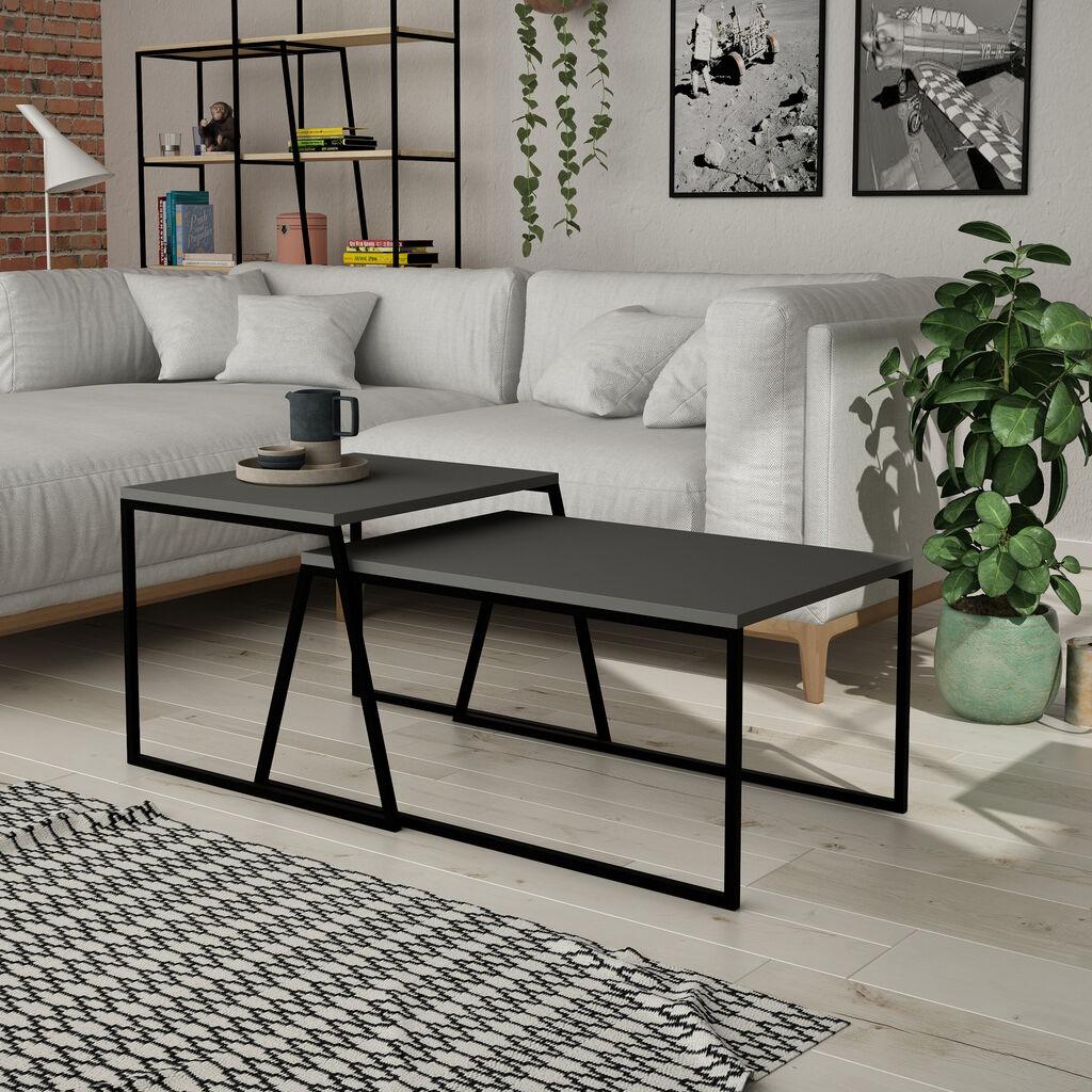 Hanah Home Pal Orta Sehpa Sto za dnevnu sobu (2 komada), TamnoSiva