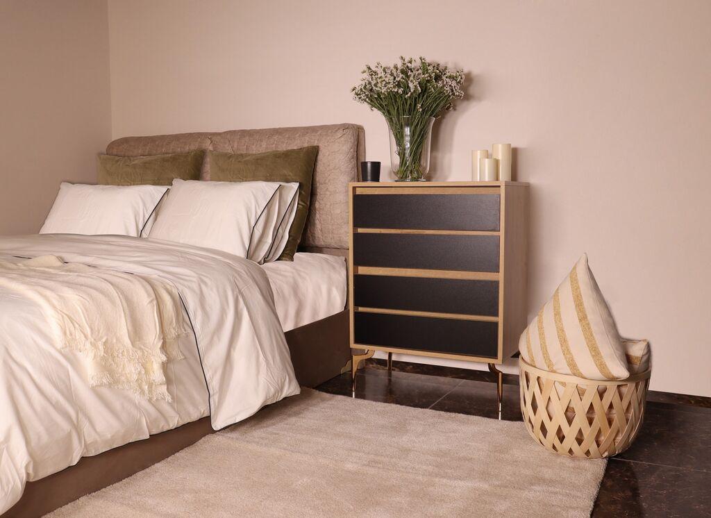 Hanah Home Komoda YUNA 70x86x40cm Hrast-Crna