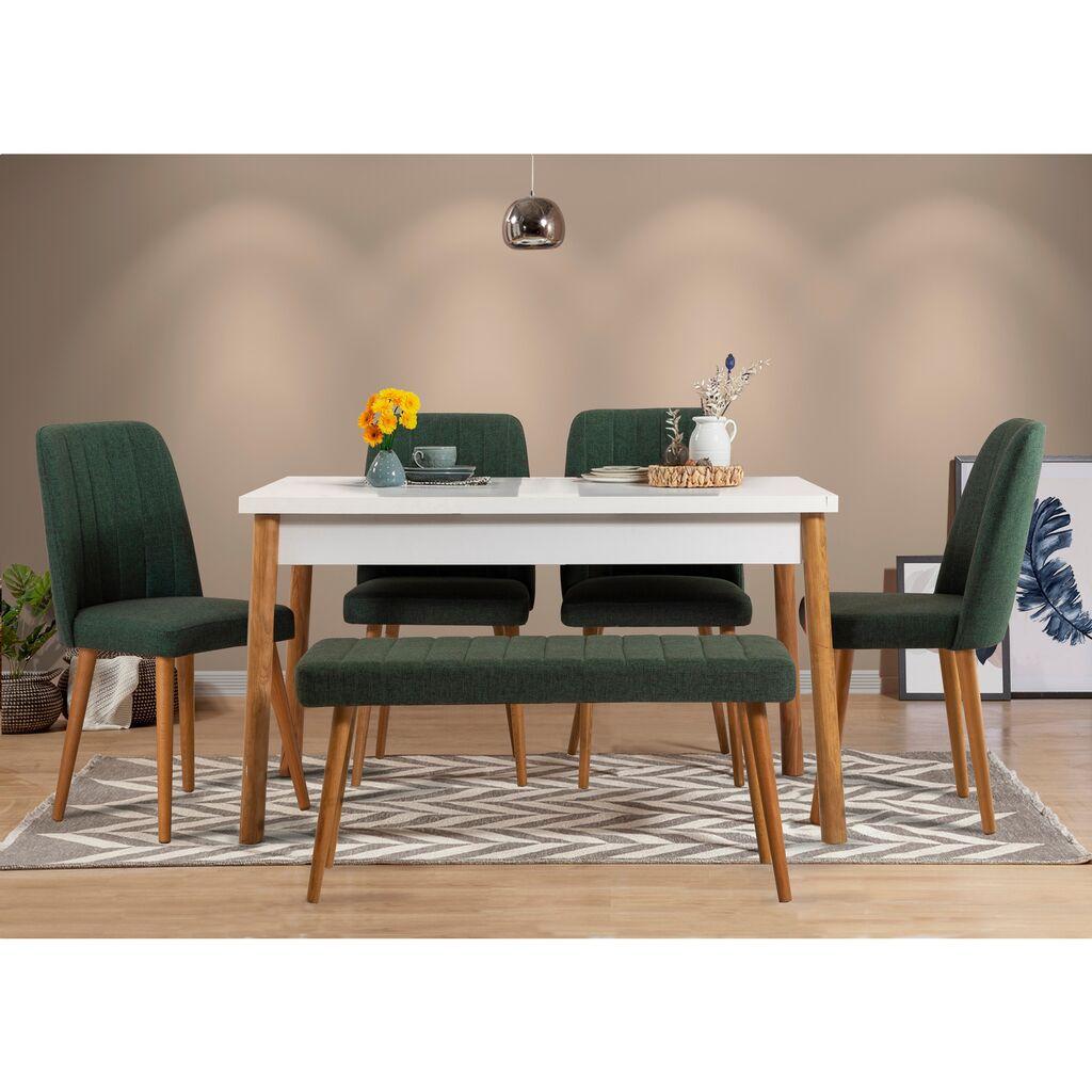 Hanah home Set trpezarijski sto, 4 trpezarijske stolice i klupa Costa 1070 Šareni