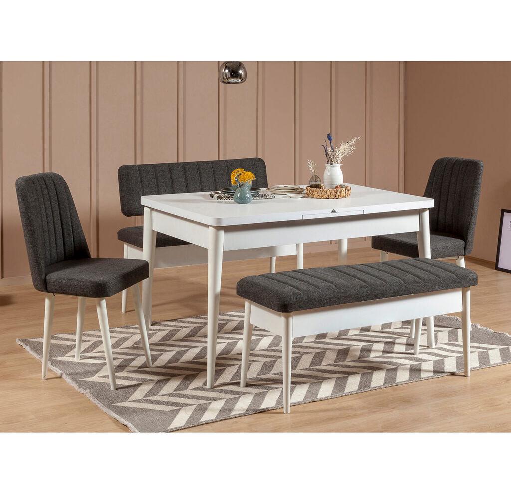 Hanah Home Vina Trpezarijski set, bijela-tamnosiva