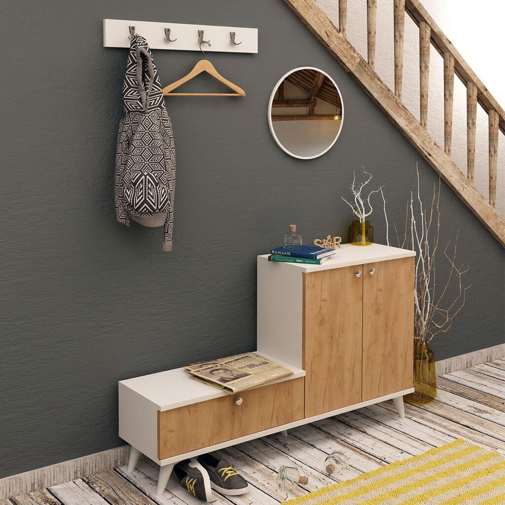 Hanah Home FIJEL (811MDD4131) Ormarić za cipele, Bukva-Bijela