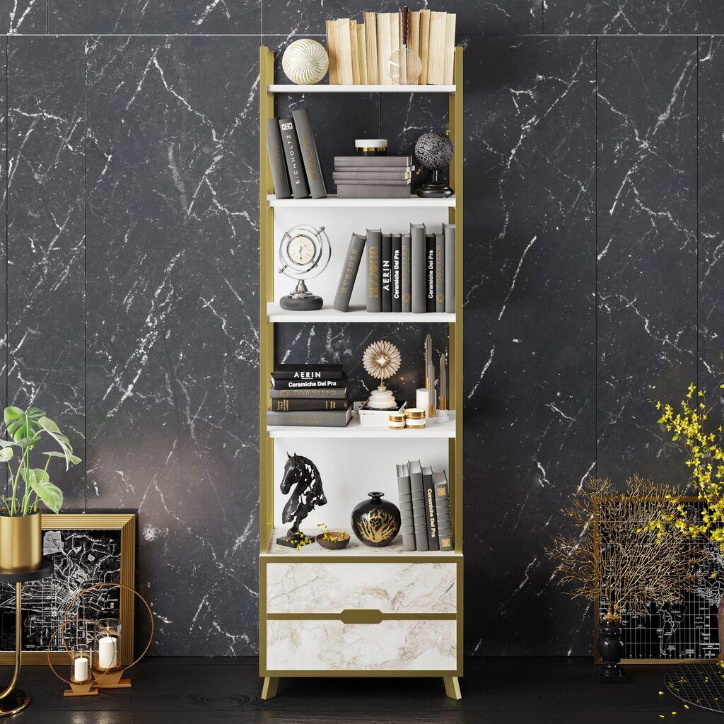 Hanah Home Frida 60 Cm White Polica za knjige 59.3x191x35.2cm, Bijela
