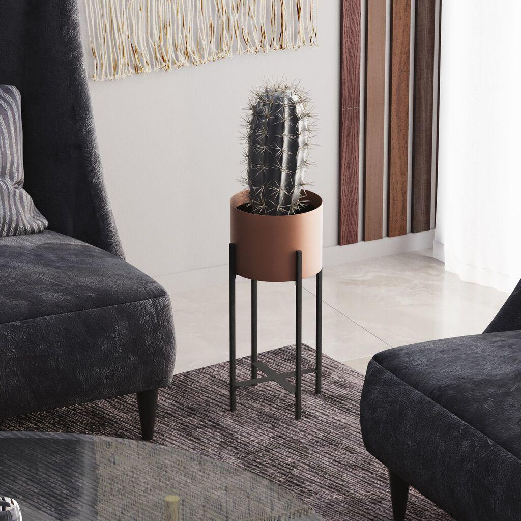 Aberto Design Dekorativna saksija GED-026-B, 23x48x23 cm, Crna-terakota