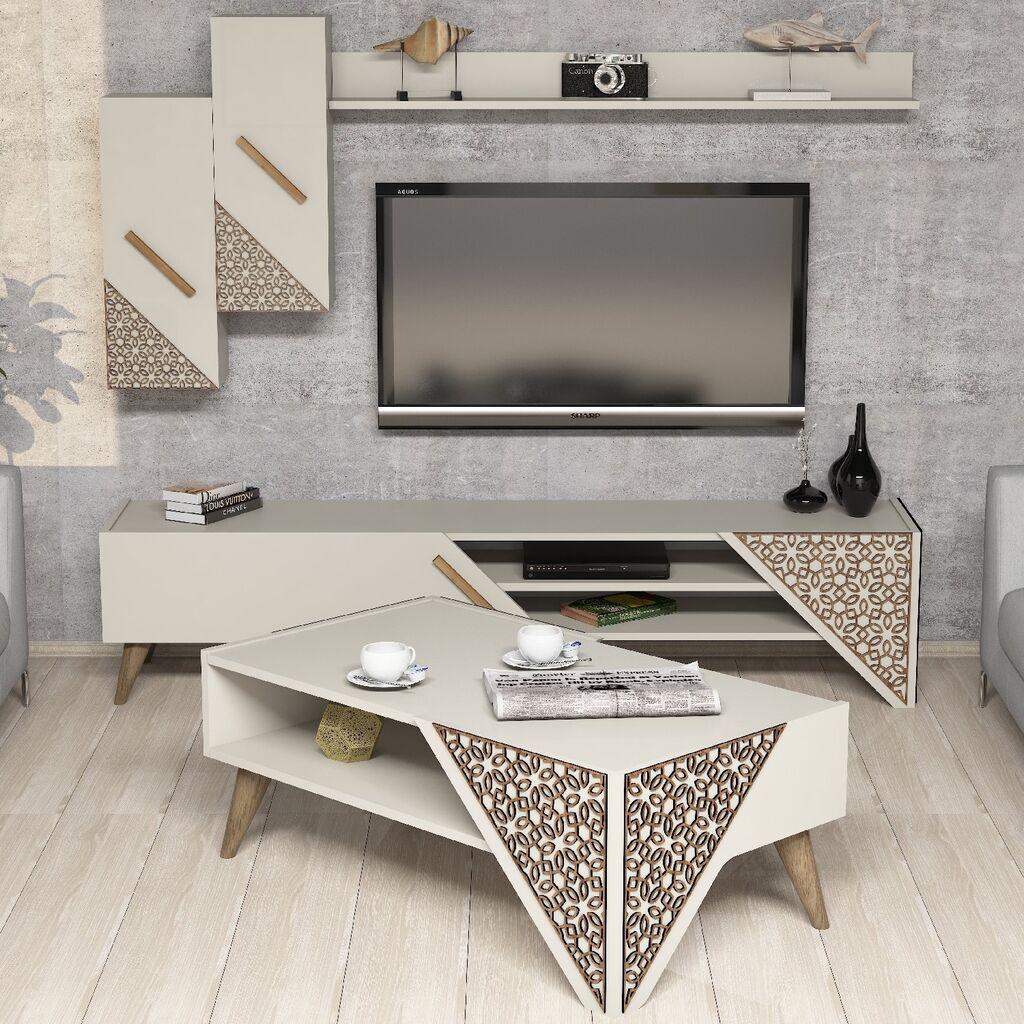 Hanah Home Set TV Komoda i klub sto Krem