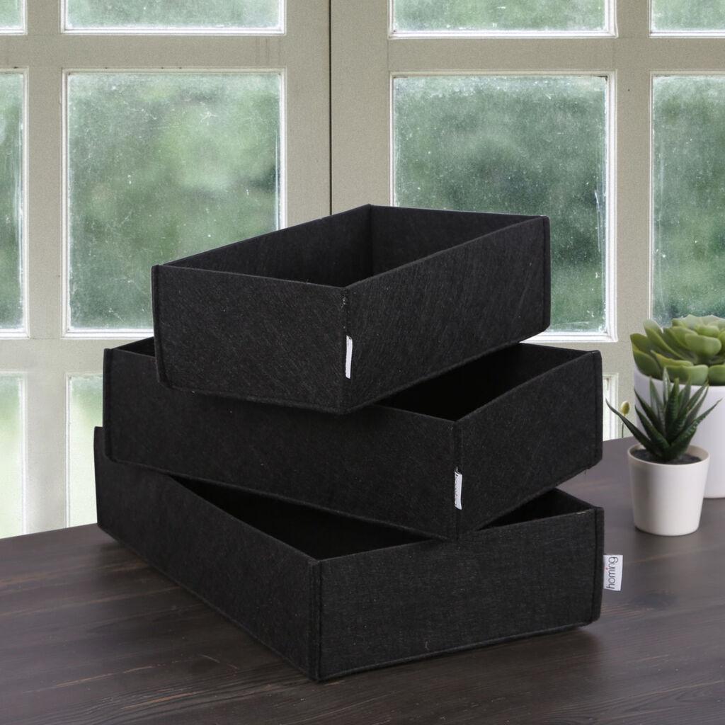 Aberto Design HMY 6272 Set kutija za odlaganje, 3 dijela, crna